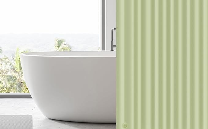 EHZNZIE Shower Curtain Liner Light Weight PEVA, Shower Liner 72x72 Inches, Waterproof, No Chemical Smell with 12 Rust Proof Metal Grommets for Bathroom Shower Curtain, Sage