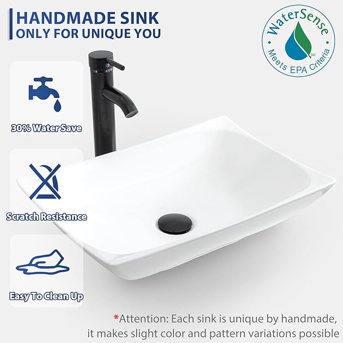eclife 24" Floating Bathroom Vanities with Sink Combo, Wall Mounted Modern Cabinet W/Diamond Line Pattern Design, White Curved Ceramic Vessel Sink W/Water Save Faucet & Pop Up Drain, Black