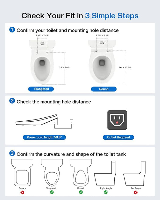 Smart Bidet Toilet Seat Elongated, KEETO Electric Heated Seat with Instant Warm Water, Warm Air Dryer, Front & Rear Wash, Oscillating Nozzle, Wireless Remote, Night Light, Soft Close Lid