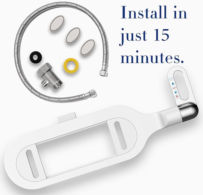 Bidet Toilet Seat Attachment Ultra Slim Bidet With Self Cleaning Dual Nozzle Adjustable Water Non Electric Bidet Fresh Water Spray for Sanitary and Feminine Wash (Sliver)