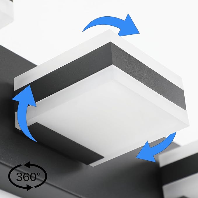 PRESDE 3-Light LED BathroomVanity Light Matte Black Bathroom Light Fixtures Over Mirror Modern Bath Wall Lighting