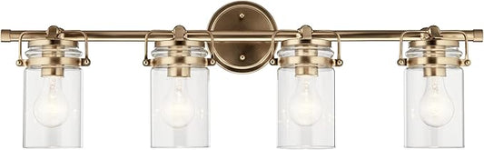 Kichler Brinley 4 Light Vanity Light with Clear Glass in Champagne Bronze, (32.5" W x 10.25" H), 45690CPZ