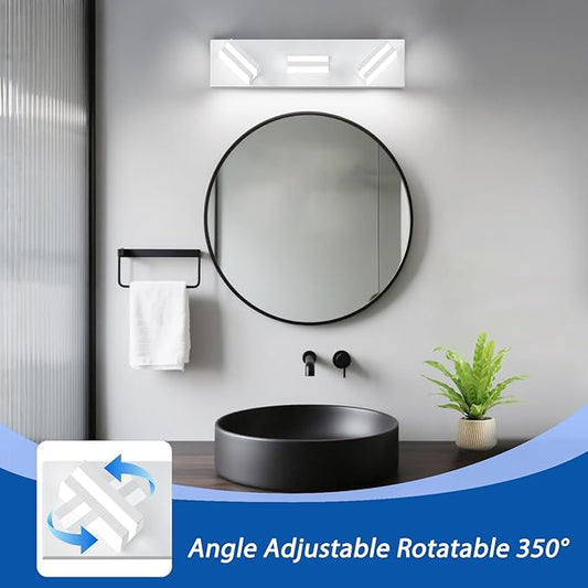 IZORRO LED Modern Bathroom Lights Fixtures(8-Light,Dimmable),Matte White Acrylic Wall Lighting,Vanity Lights for Bathroom Over Mirror - 6000k 16In (No Assembly Required)