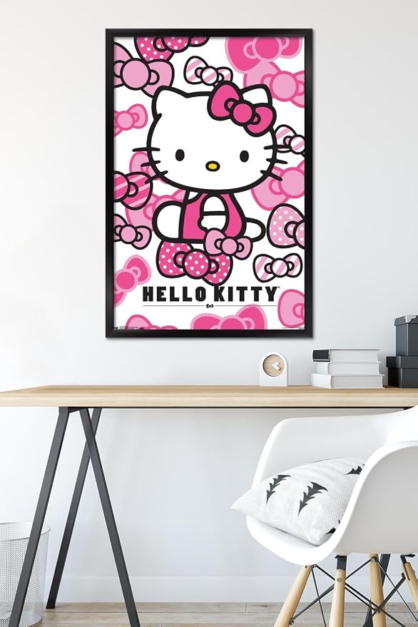 Trends International Hello Kitty - Bows Wall Poster, 22.375" x 34", Black Framed Version