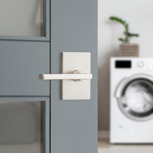 Kwikset Halifax Interior Passage Door Handle, Lever For Closet and Hallway Doors, Reversible Non-Locking Handle Lever, Satin Nickel, with Microban Protection