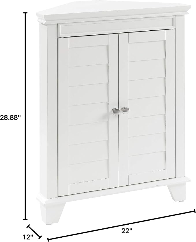 Crosley Furniture Lydia Corner Storage Cabinet and Bathroom Organizer with Shelves, White