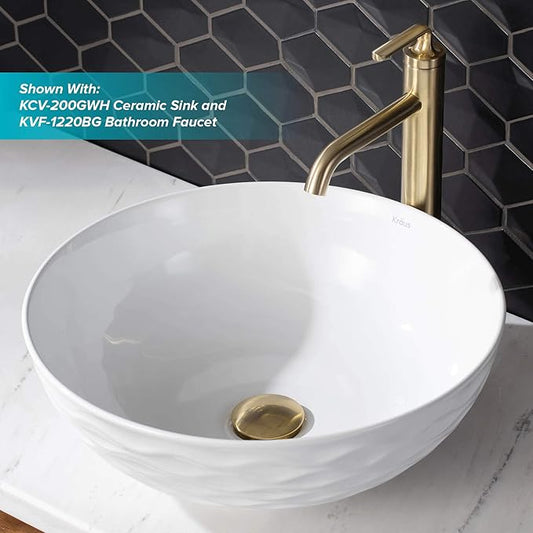 KRAUS Pop-Up Drain, Fits Sinks with 1.75 in. Drain Opening, Brushed Gold,PU-10BG