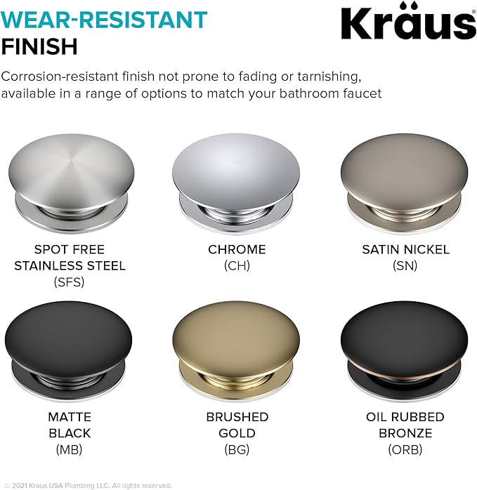 KRAUS Pop-Up Drain in Chrome, PU-10CH