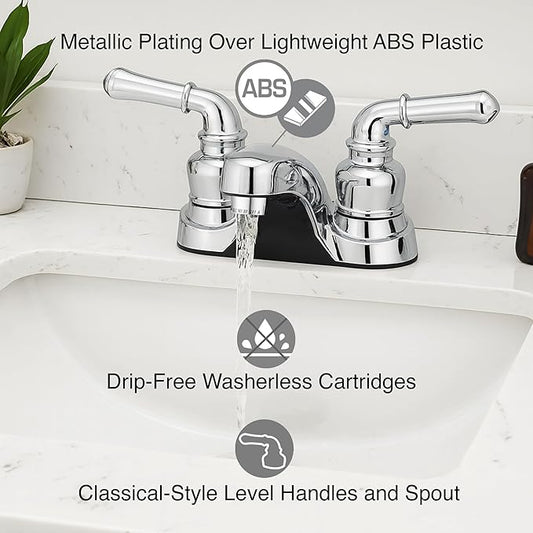 Pacific Bay Lynden Bathroom Sink Faucet - Metallic Plating Over Lightweight ABS Plastic (Chrome)