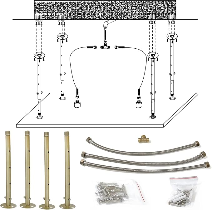 16"X32" Luxury High Pressure Rain Shower Head, Ceiling Mount Rectangle Rainfall Showerhead with Silicone Nozzles Full Body Fixed Showerheads For Modern Bathroom, Brushed Gold Plated Finish