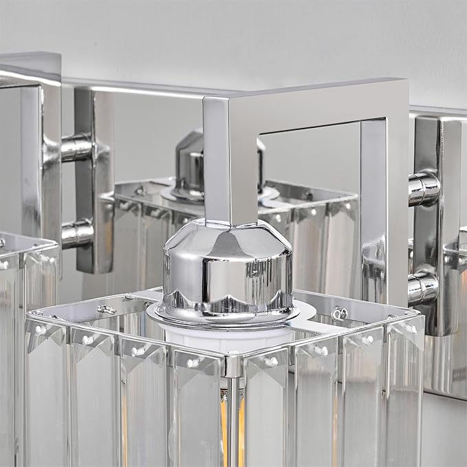 Modern Bathroom Vanity Light 4-Lights Chrome Crystal Wall Lamp Bathroom Modern Crystal Vanity Lighting