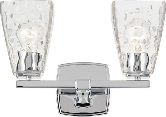 Kichler Marant 14.25" 2-Light Vanity Light with Clear Water Glass in Chrome, for Bathroom, Powder Room, Over a Mirror, (14.25" W x 9.5" H), 55215CHWTR