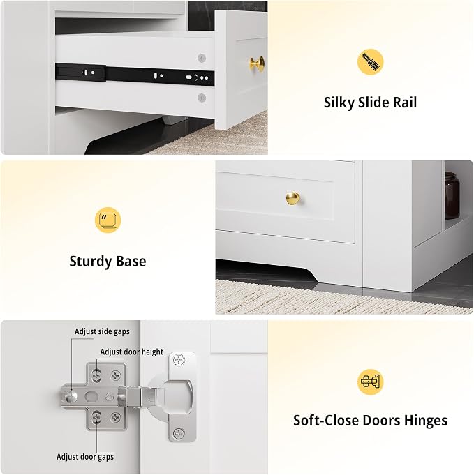 IRONCK Bathroom Vanity with Ceramic Sink, 30" Bathroom Cabinet, White | Features a Ceramic Sink, 3 Doors, 1 Drawer and Flexible Side Storage for Organized Bathroom Storage