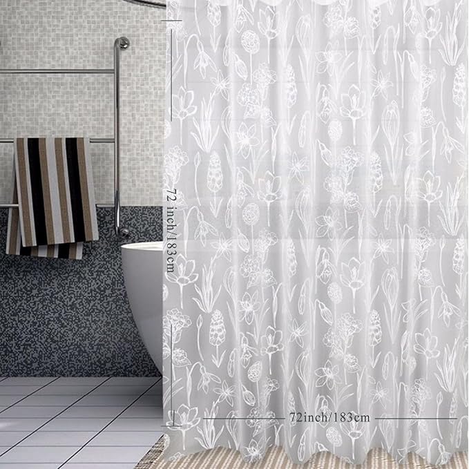 Shower Curtain Liner, 100% Waterproof Peva Shower Curtains with 3 Duty Heavy Bottom Magnets and 12 Rust Proof Grommets, 72x72 Weighted Shower Liner for Shower Stall, Bathtubs