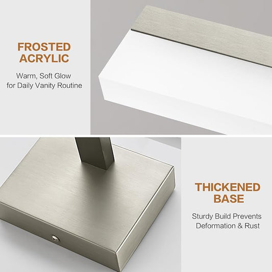 SOLFART Bathroom Light Fixtures: 48 Inch Vanity Light for Large Mirrors- Brushed Nickel 6000K LED Adjustable 180 Degree Bar, IP44 Damp Protection, ETL