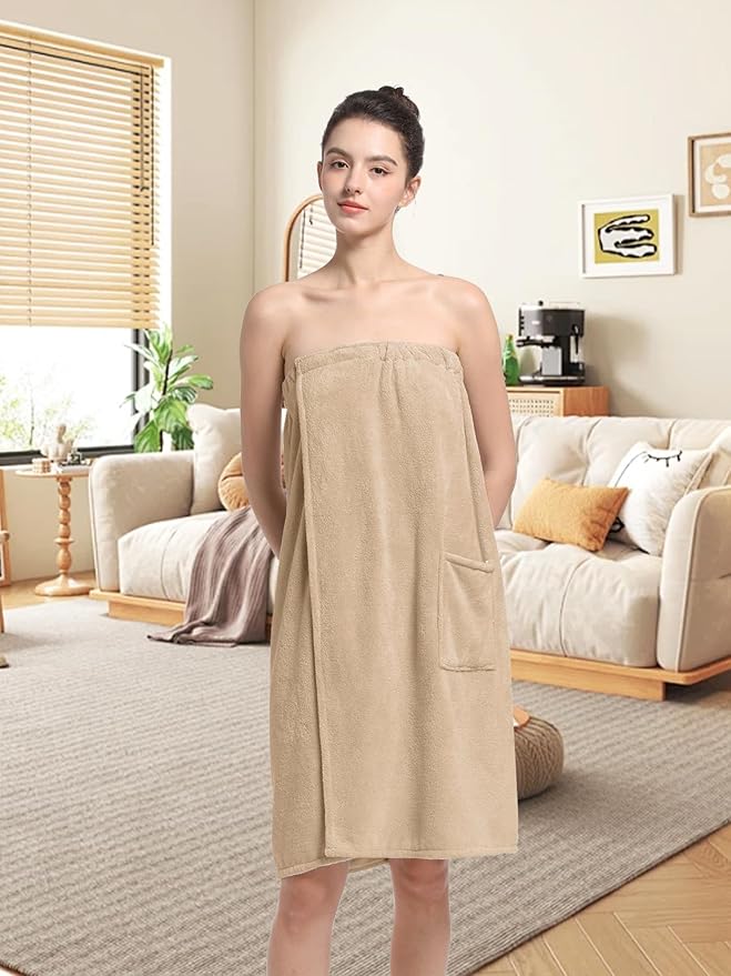 Women'S Soft Wrap Towel Full Length,Bath Robe After Shower Female Plush Long,Spa Bathrobes Lightweight With Pockets