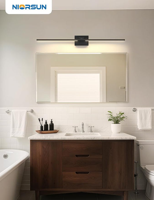 46.5 Inch Modern Bathroom Light Fixture, 40W 5CCT Dimmable LED Black Bathroom Vanity Lights Over Mirror, Vanity Lights for Bathrooms Restroom Mirror