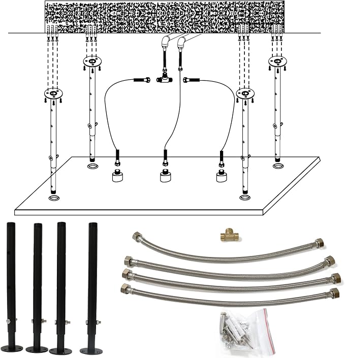 2-Functions Luxury High Pressure Rain Shower Head, 16"x32" Large Ceiling Full Body Shower Head with Silicone Nozzles Rectangle Mist Showerhead, Black Finish