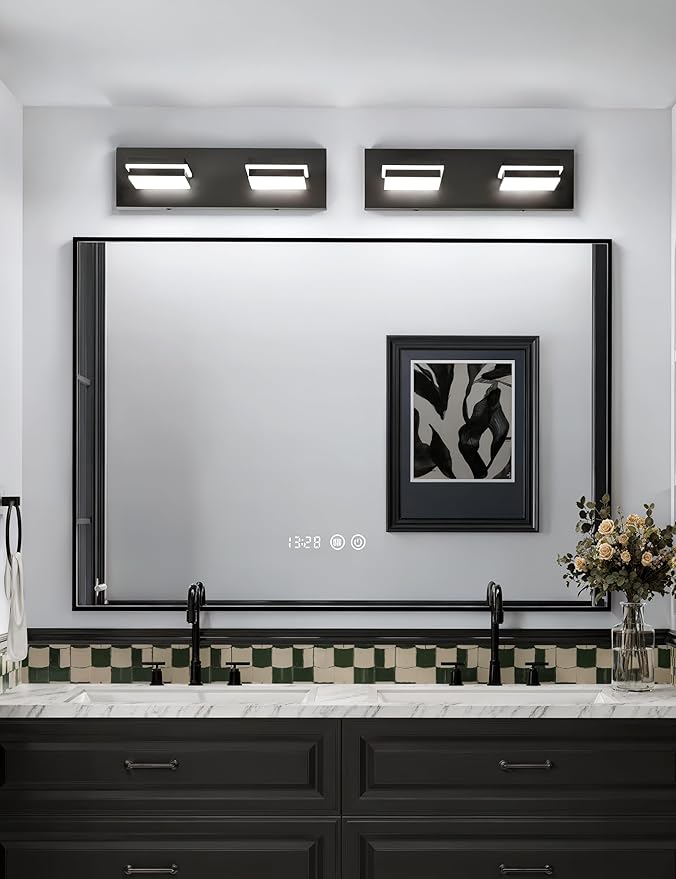 VOLISUN Modern Bathroom Vanity Light Fixtures (2-Light, 15.5-Inch), 5CCT Dimmable Bathroom Lighting Fixtures Over Mirror, 360°Rotatable Head, Black LED Vanity Lights for Bathroom-ETL Certificated