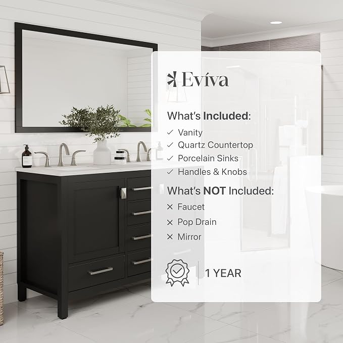 Aberdeen 48 in. Espresso Double Sink Bath Vanity with Carrara Quartz Top and Undermount Porcelain Sinks