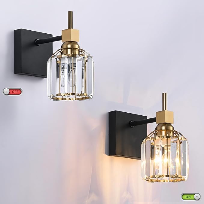 SOLFART Crystal 1 Light Bathroom Vanity Light Over Mirror Wall Sconce Fixture 4.3 Inch 1T