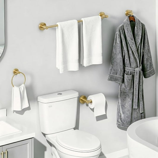 24-Inch Wall Mounted Towel Racks for Bathroom, 4-Piece Towel Bar Set | Rust-Resistant SUS 304 Stainless Steel, 4-Piece Towel Bar Set, sturdy wall mount, space-saving humid bath towel storage rack
