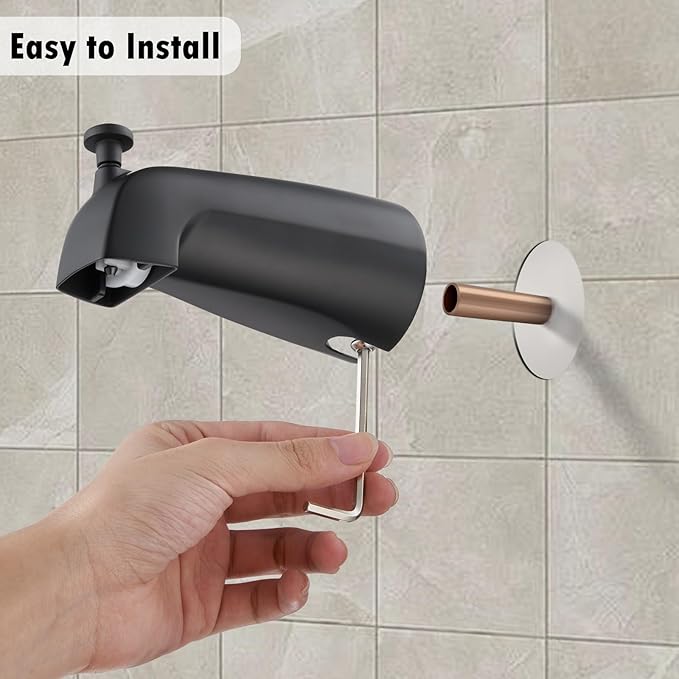 Slip-on Tub Spout with Diverter, Compatible with 1/2 Inch Copper Tube Fit, Bathroom Bathtub Spout 1-Pack (Matte Black)