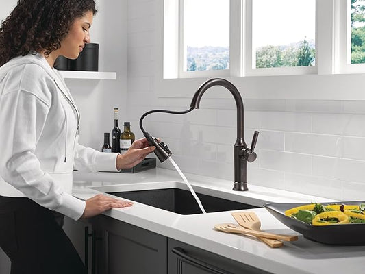 Delta Renaldi Kitchen Faucet with Pull Down Sprayer, Oil Rubbed Bronze Kitchen Sink Faucet, Delta ProClean Kitchen Faucet, Pull Down Kitchen Faucet, Venetian Bronze 9184-RB-DST