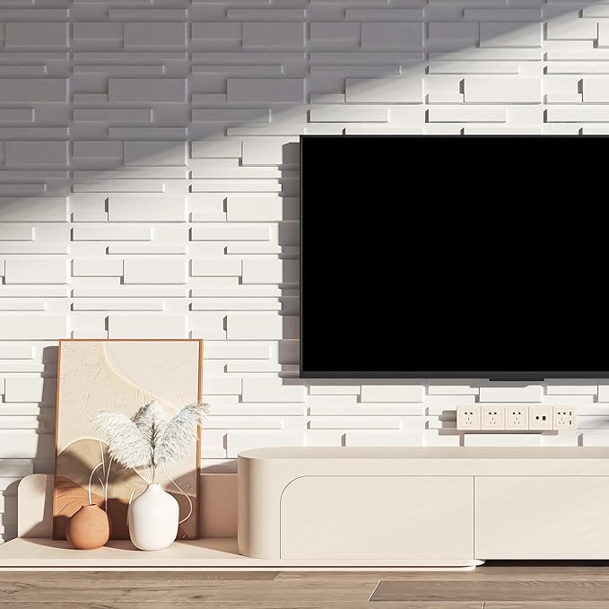 Art3d 100 Pack Decorative 3D Wall Panels, 97 Sq.Feet PVC Interior Wall Décor, 11.8"x11.8", White