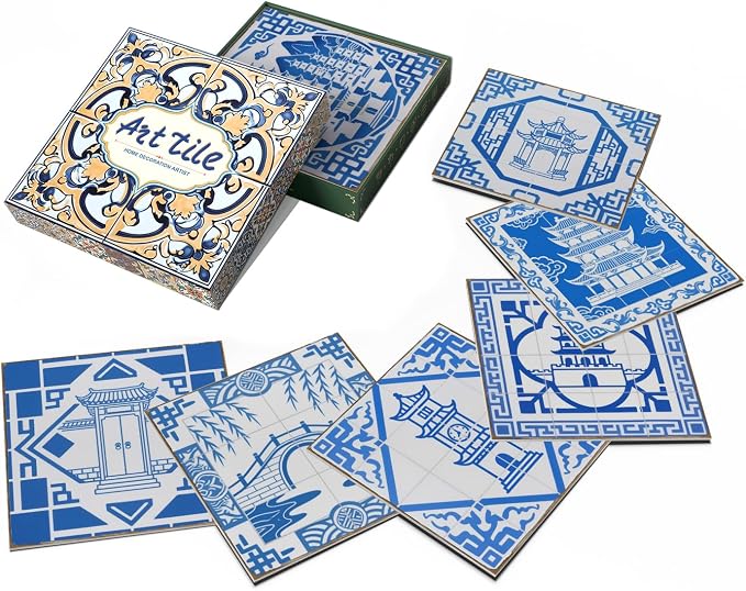 Easy Peel Stick wall Tile Stickers 6x6in Stick on backsplash Tiles,12Pcs | removable blue3D tile for kitchen RV bathroom laundry backsplash decor,Ultra-high-definition printed pogada pattern