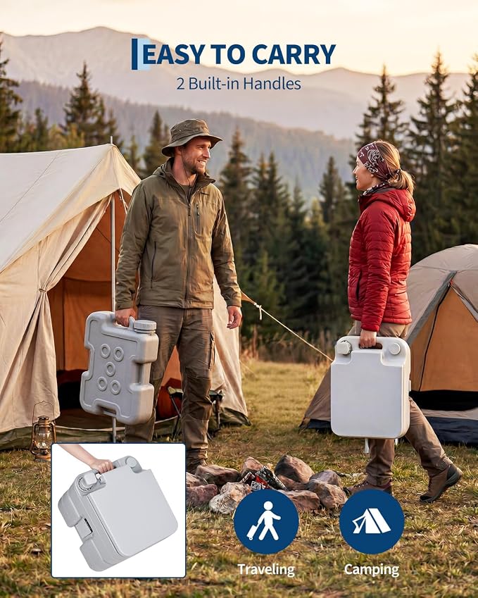 Garvee Portable Travel Toilet, T Outlet Water, RV Potty | 3.2 Gal Waste Water Tank & 3.2 Gal Flush Tank, Indoor Outdoor Push-Button Pressurized Flush Commode for Camping Boating