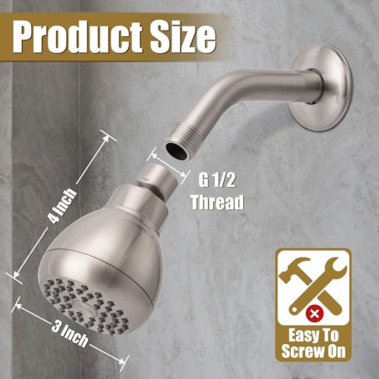 AISOSO High Pressure Shower Heads, Showerheads 3 Inches with 360 Rotation and Silicone Nozzles for Strong Spray Relaxing and Comfortable Shower, Brushed Nickel