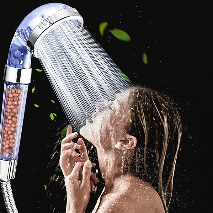 Nosame® Shower Head with Hose and Braket, Filter Filtration High Pressure Water Saving 3 Mode Function Spray Handheld Showerheads for Dry Skin & Hair | Filter Filtration High Pressure Water Saving 3 Mode Function Spray Handheld Showerheads with Hose Ho...