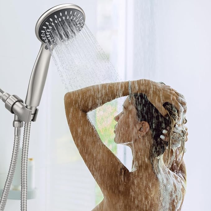 Handheld Shower Head High Pressure 5-Settings with Hose, Matte Black | Powerful Water Spray, Against Low Pressure Water Flow, 59 Inch Stainless Hose, Adjustable Mount