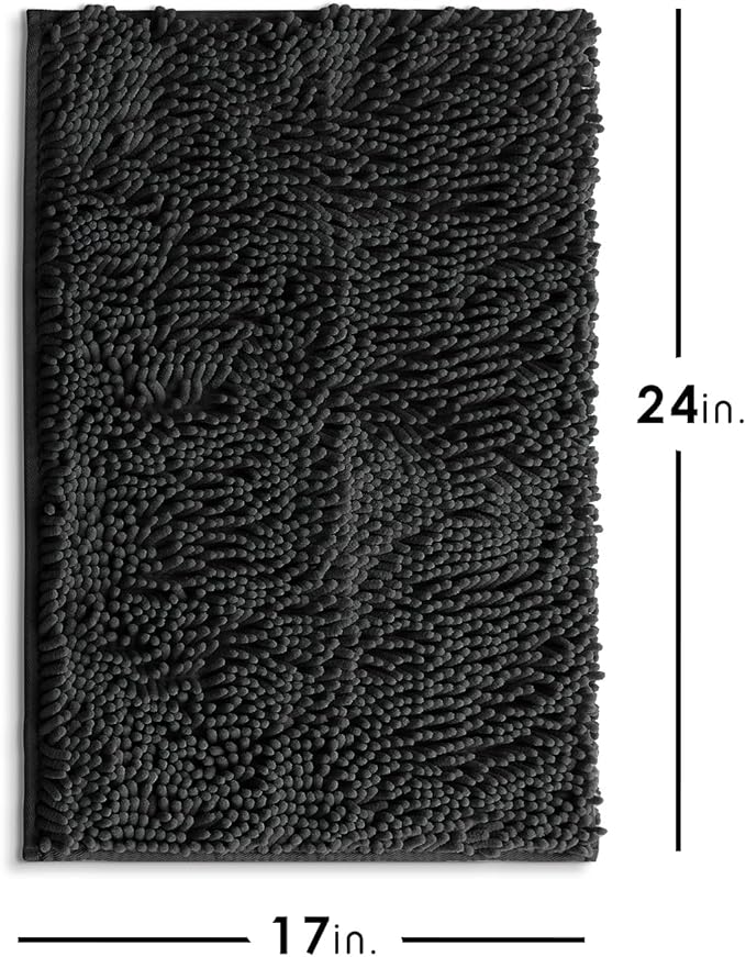 Hearth & Harbor Bathroom Rugs, Chenille Bath Mat - Machine Washable Bath Mats for Bathroom Non-Slip Backing Rubber, Quick Dry Bathroom Mat