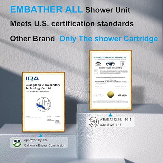 EMBATHER Brushed Gold Shower System- 10 inch Shower Faucet Sets with Rain Shower Head Hand Held Shower Head for Bathroom, Wall Mounted Square Shower Combo Set (Contain Shower Valve and Trim)