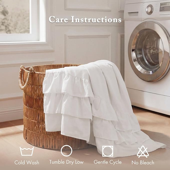 Madison Park Grace Extra Long Ruffle Shower Curtain, 72"x 72", White | Farmhouse Cottage Top, Machine Washable, Shabby Chic Ruffled Decor Fabric, Privacy Screen, Solid Color Bathroom Curtains