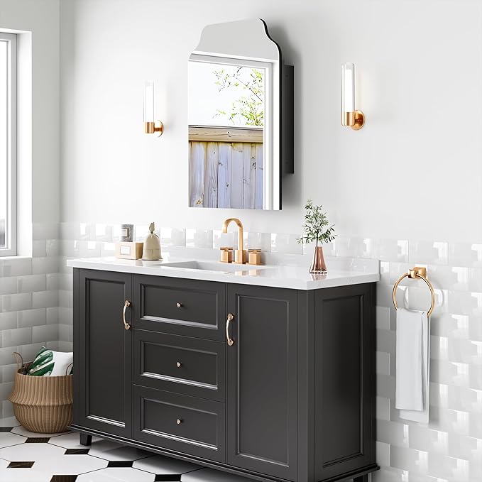 Casaphoria 36" H x 24" W Bathroom Medicine Cabinet with Mirror, Metal Frame Wall Medicine Cabinets Mirrors, Black J
