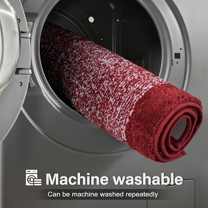 Bathroom Rugs 24x17 Non Slip Washable, Red Bath Mat for Bathroom Floor Tub, Soft Absorbent Quick Dry Mats for Shower, Bathtub,Home Decor