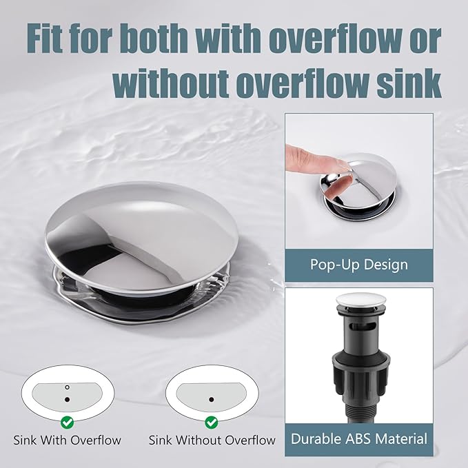 Aolemi Bathroom Sink Faucet Single Hole Cold and Hot Double Handle Cross Knobs Vanity Vessel Sink Basin Mixer Tap with Deck Cover Plate with Pop Up Drain Polish Chrome