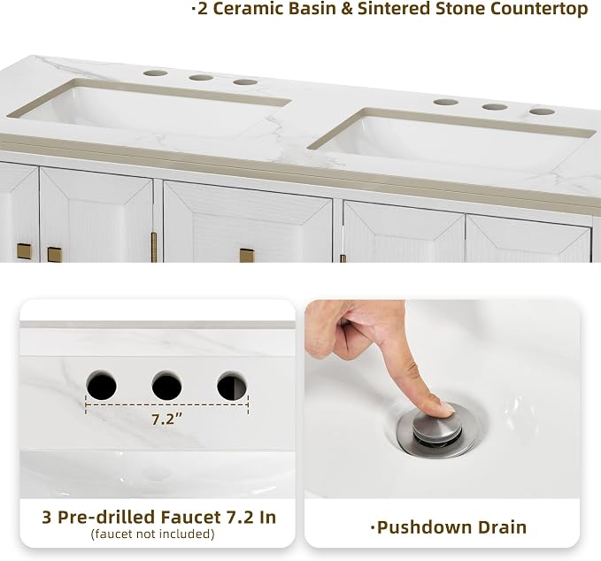DWVO 47 Inch Bathroom Vanity with Double Sink | Bathroom Storage Cabinet