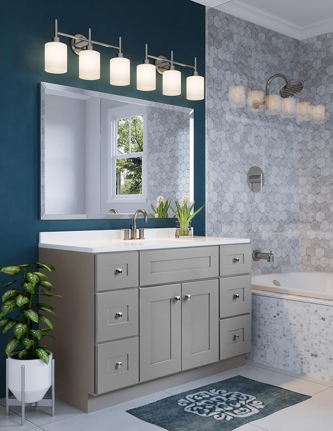 Design House Brookings Bathroom Vanity, 48", Gray | Adjustable Shelves, Freestanding, Contemporary/Modern, Wood, Bath, 215772