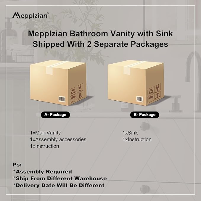 36 inch Bathroom Vanity with Sink, Floating Cabinet with Ceramic Sink, 2 Fluted Drawers Large Storage, Soft-Close Design, Modern (No Faucet)