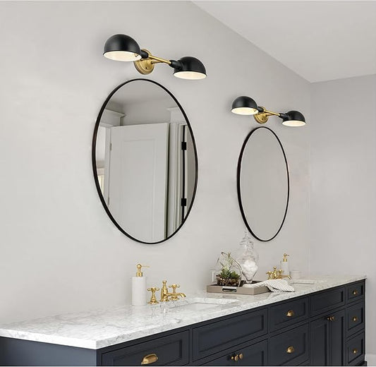Westinghouse 6130800 Langhorne Transitional Two Light Wall Fixture, Matte Black and Brushed Brass Finish