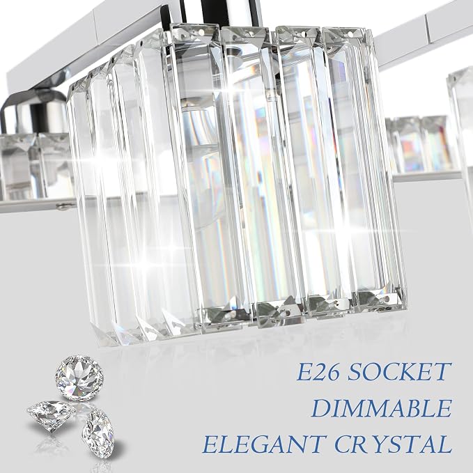 Aipsun Vanity Light Fixtures Crystal Bathroom Lighting Fixtures Chrome Vanity Light for Bathroom (Exclude Bulb)