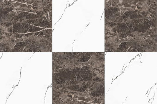 30-Pack 30 Sq.Ft Peel and Stick Floor Tiles Vinyl Matte Pattern Flooring, 12” x 12” Self Adhesive Vinyl Flooring DIY for Kitchen, Bathroom, Laundry, Brown&White Marble