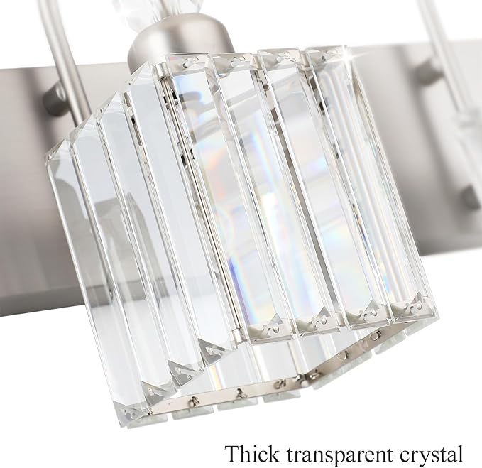Ralbay Crystal Vanity Light for Bathroom Brushed Nickel Modern 6 Light Bathroom Lighting Fixtures Over Mirror
