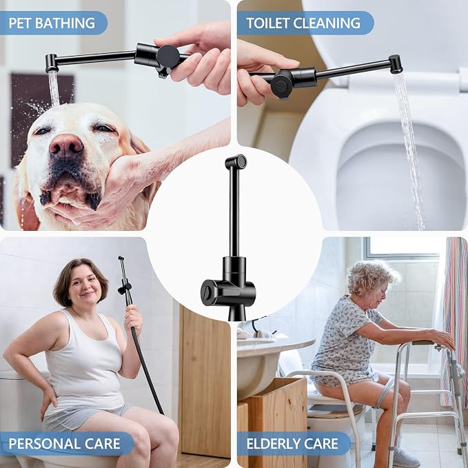 SPACEREST Handheld Bidet Sprayer for Toilet, Leak-Proof Stainless Steel Bidet Attachment for Toilet, Adjustable Spray Angle & Water Pressure, Toilet Sprayer for Personal Care, Postpartum (Black)
