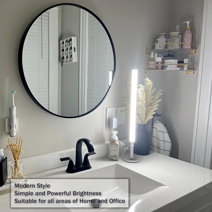 LED Vanity Lights for Mirror, Ultra bright/RA90/6000K/Dimming/Timer Makeup Lights, Height Adjustable 12V/18W Fill Light for Mirror, for Make up, Photography, Video Recording Conference Lighting