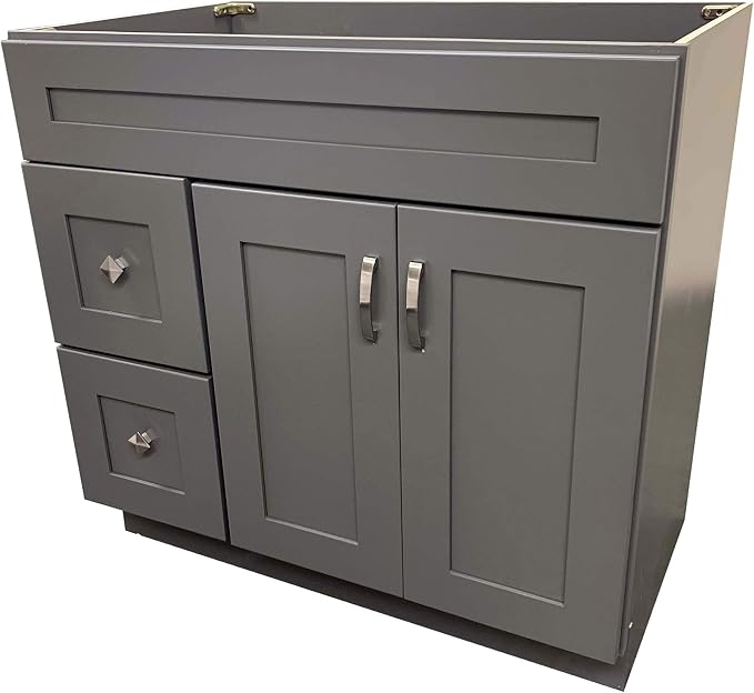 Grey Shaker Single-Sink Bathroom Vanity Base Cabinet 36" Wide x 21" Deep GS-V3621D